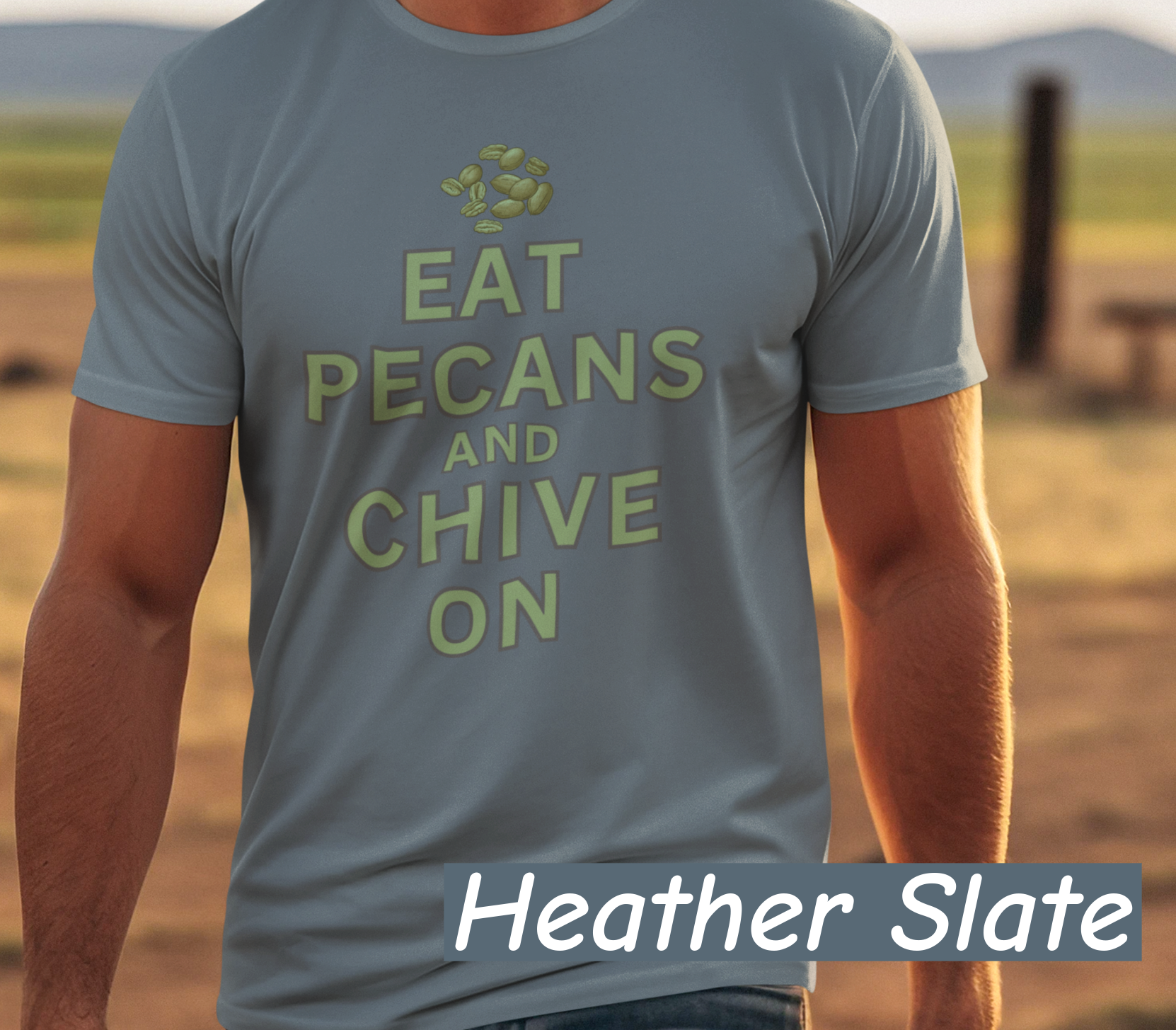 Eat Pecans and Chive On | Funny Foodie Graphic Tee | Bella+Canvas 3001 Unisex Jersey T-Shirt