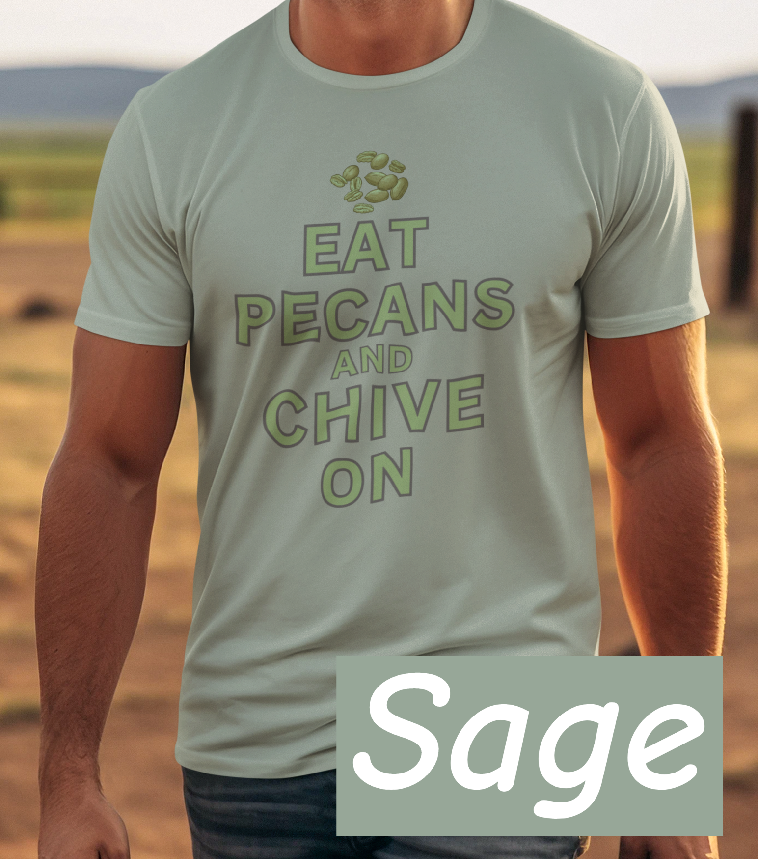 Eat Pecans and Chive On | Funny Foodie Graphic Tee | Bella+Canvas 3001 Unisex Jersey T-Shirt