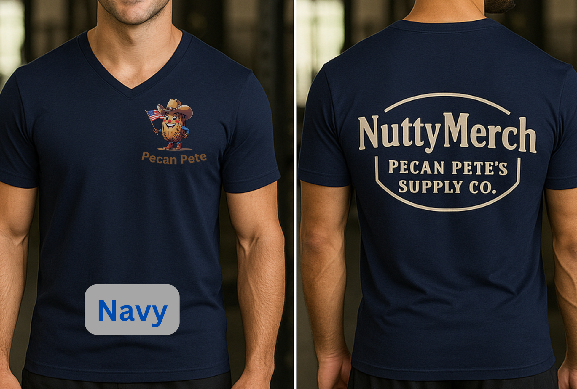 “Unisex Bella+Canvas 3005 V-neck with the NuttyMerch logo across the back. Built for flexing at the gym, flipping burgers at the BBQ, or just proving you’re the best-dressed nut in the crowd.”