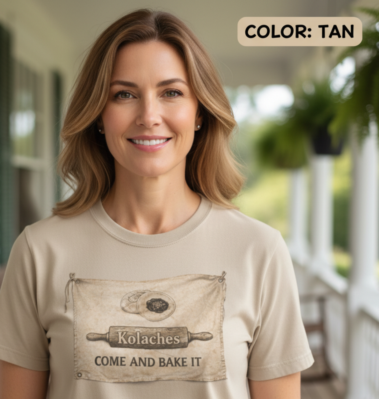 Texas Kolache Flag Tee - Come and Bake It  - Nostalgic Prism Colors