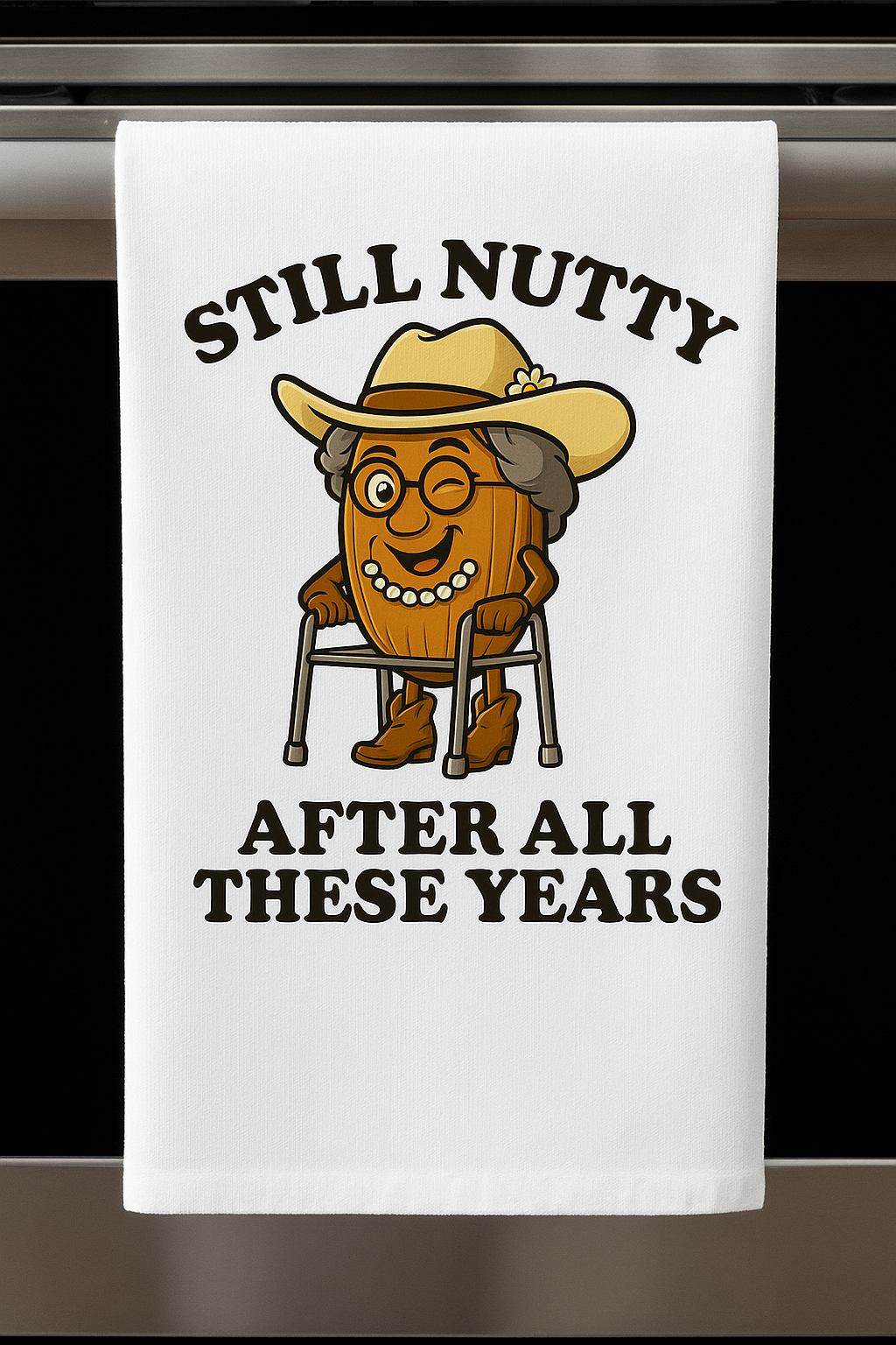 Still Nutty After All These Years – Funny Grandma Hand Towel | Witty Southern Kitchen Decor