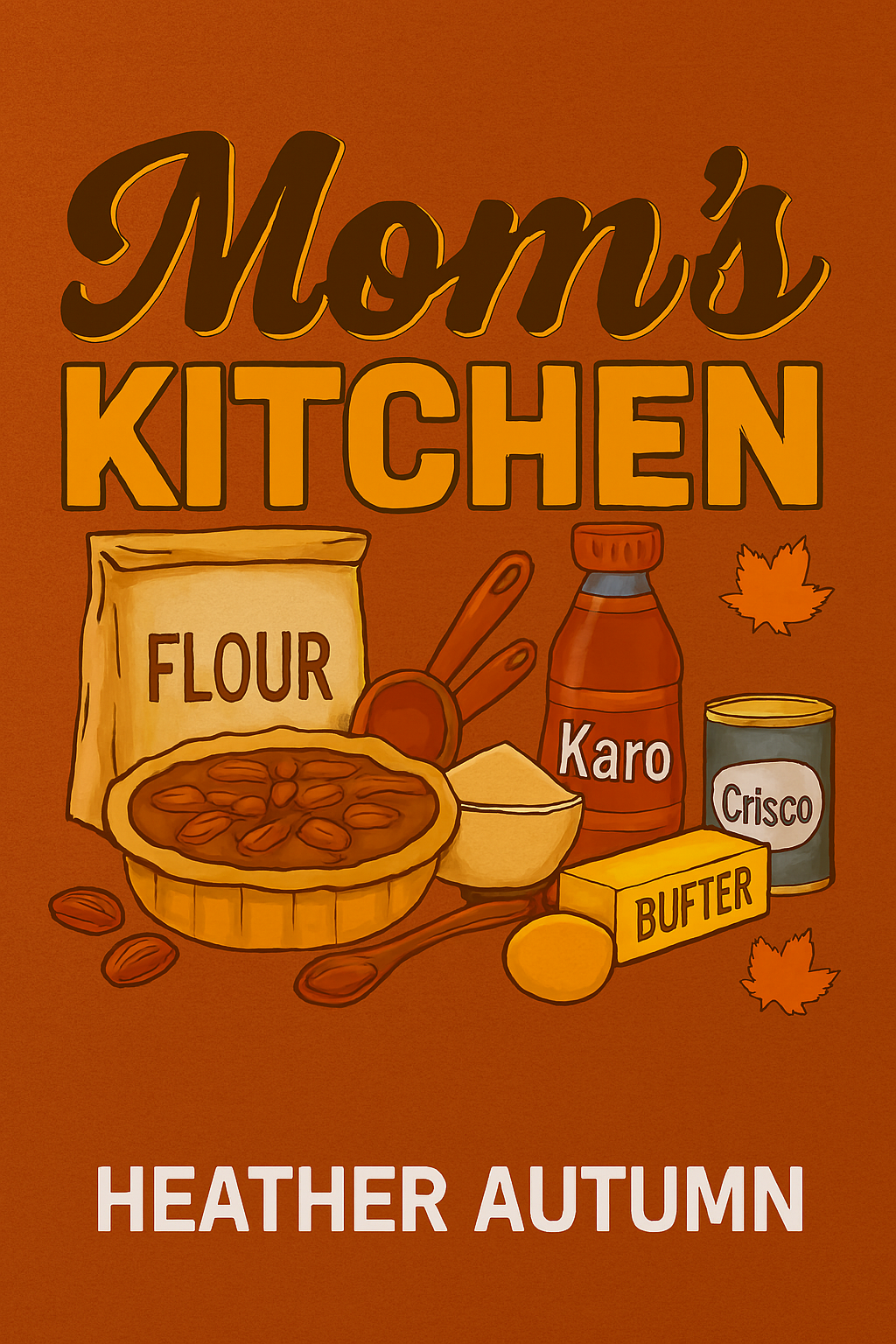  'Mom's Kitchen' in Heather Autumn with kitchen items for baking a pecan pie.