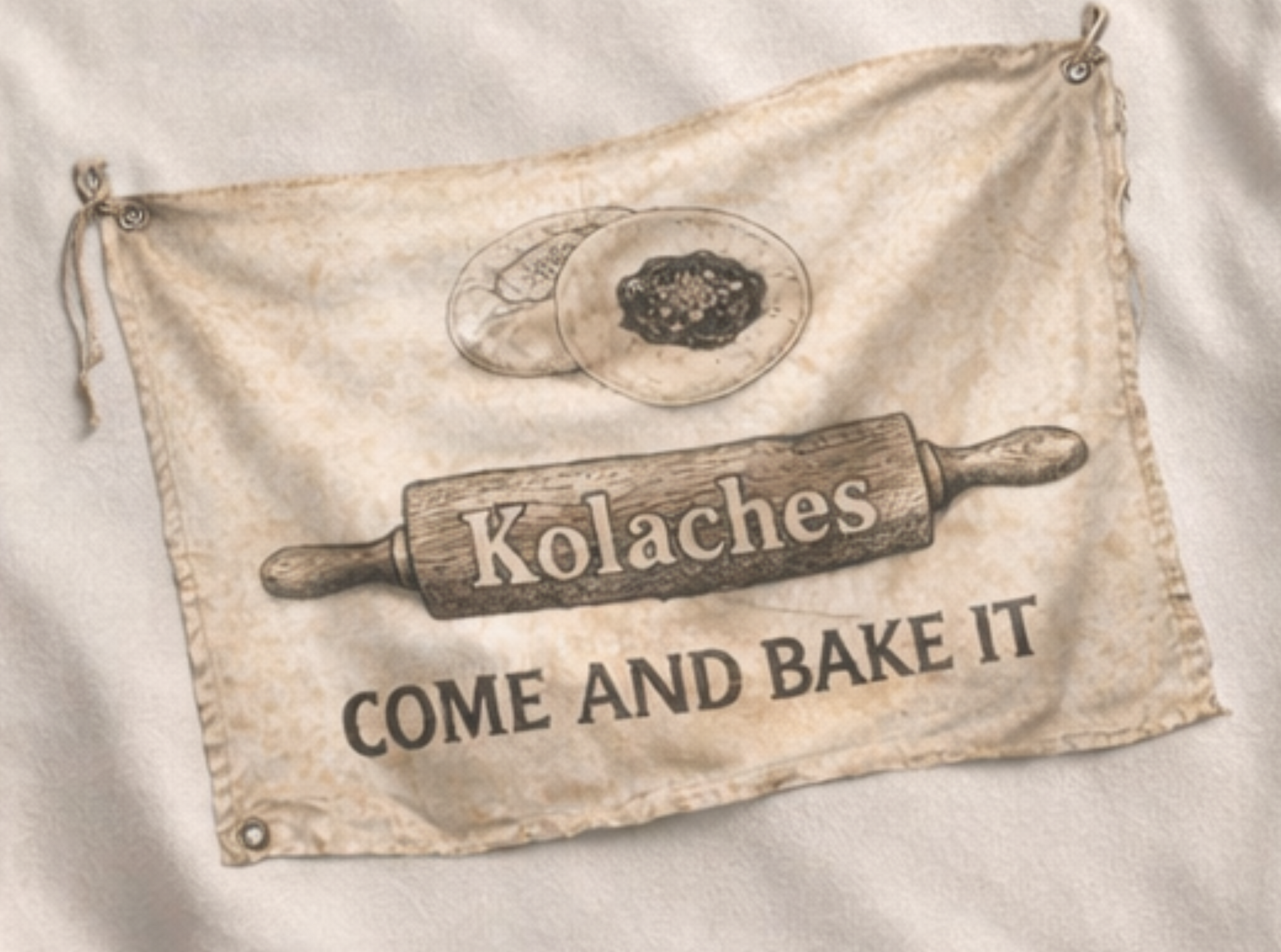 Texas Kolache Flag Tee - Come and Bake It  - Nostalgic Prism Colors