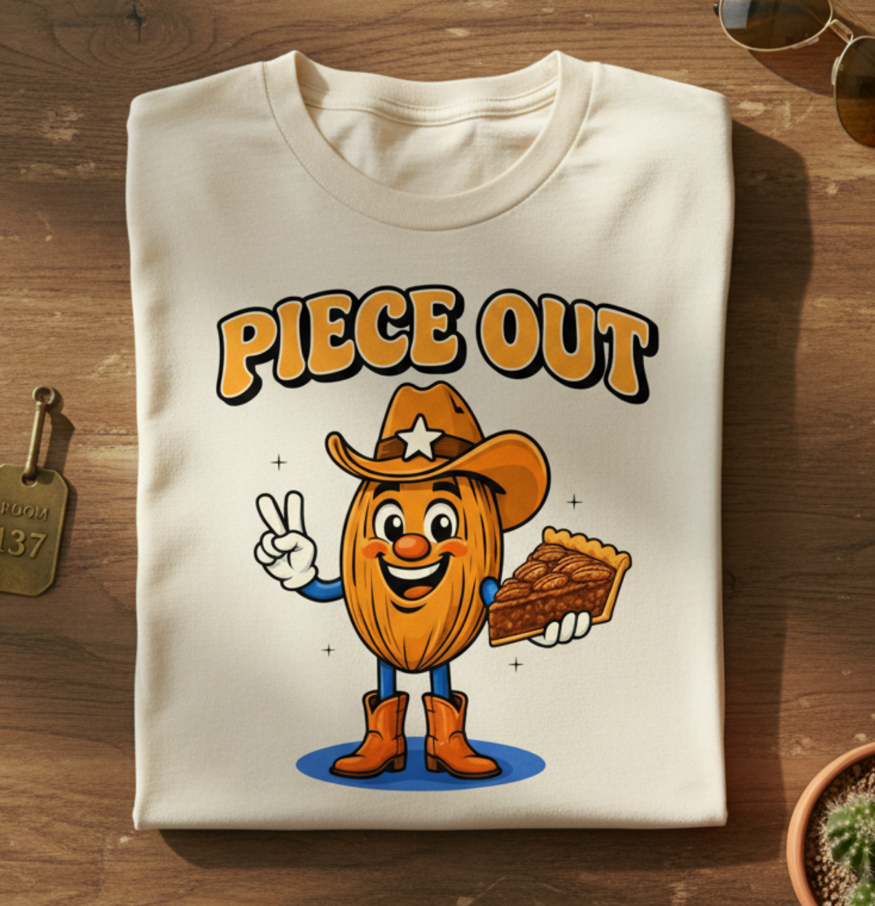 etro Peace Out shirt styled in warm neutral sand.