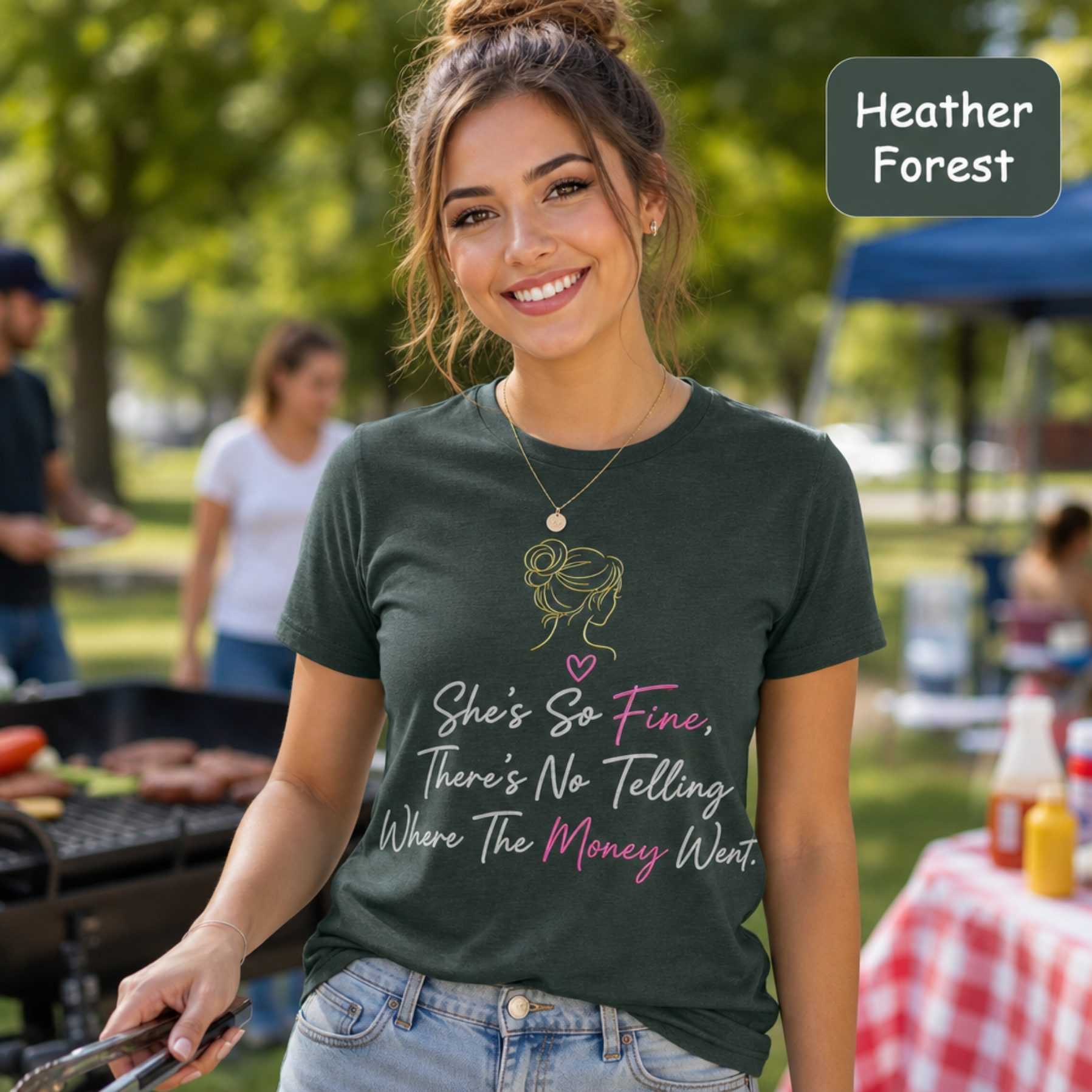 She's So Fine Unisex Minimalist Graphic Tee - Bella+Canvas 3001 Cotton Script T-Shirt