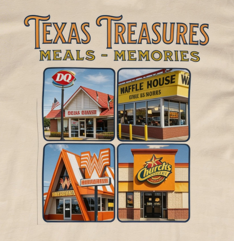 Texas Treasures Tee  |  Iconic Eateries  |  Road Trip  | Lone Star Favorites