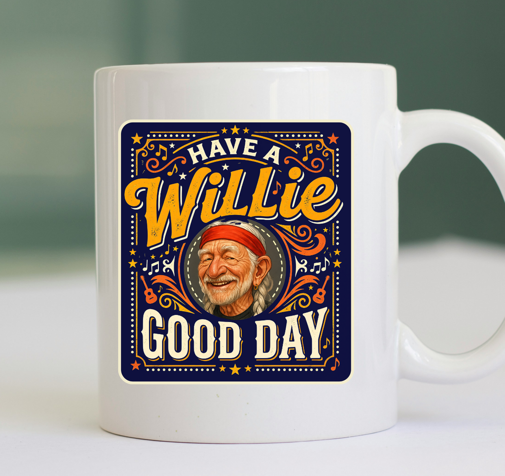 Have a Willie Good Day Mug • Country Music Coffee Cup • Retro Western Mug • Americana Gift Idea • Southern Humor Cup • NuttyMerch Vintage Style