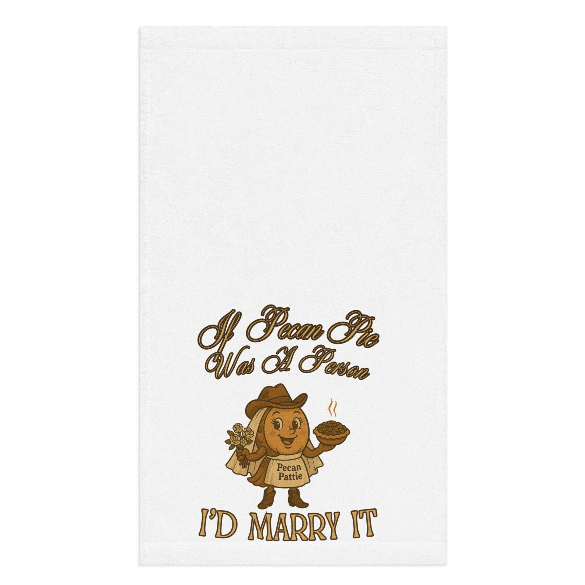 pecan pattie, nuttymerch, funny towel , wedding humor, southern towel, pecan pie towel, thanksgiving, bakery humor, country style, nostalgic towel food lover gift, bride towel