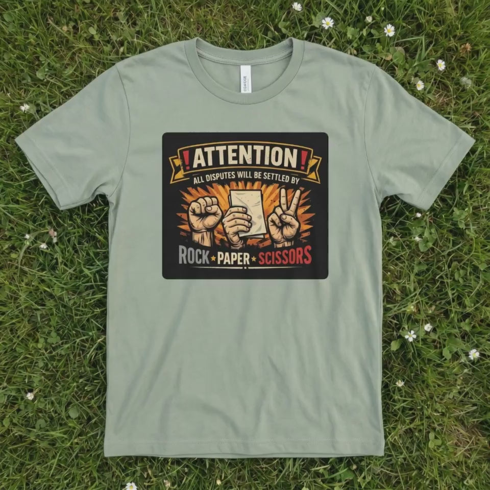 Attention! All Disputes Will Be Settled by Rock Paper Scissors  –  Bella Canvas Unisex T-Shirt