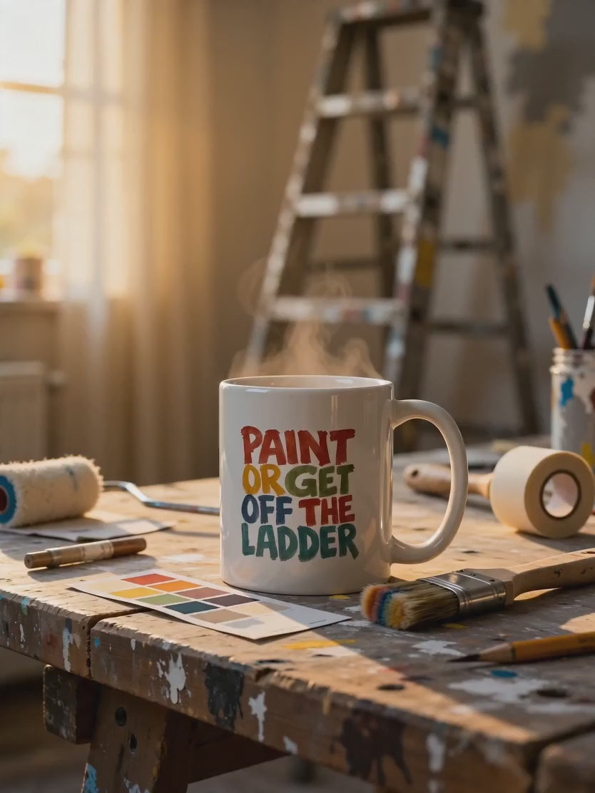 Paint or Get Off the Ladder Mug •  Handyman Humor • Wise Sayings | NuttyMerch
