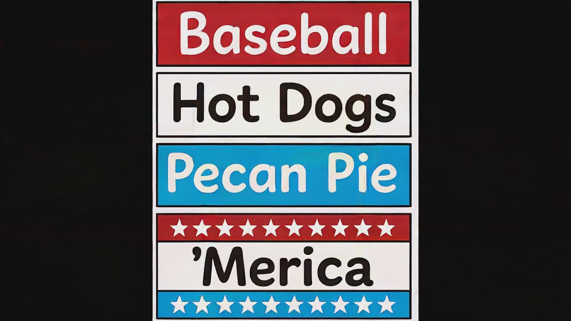 Merica Patriotic Tee – 4th of July & 250 Wear - Baseball - Hot Dogs - Pecan Pie