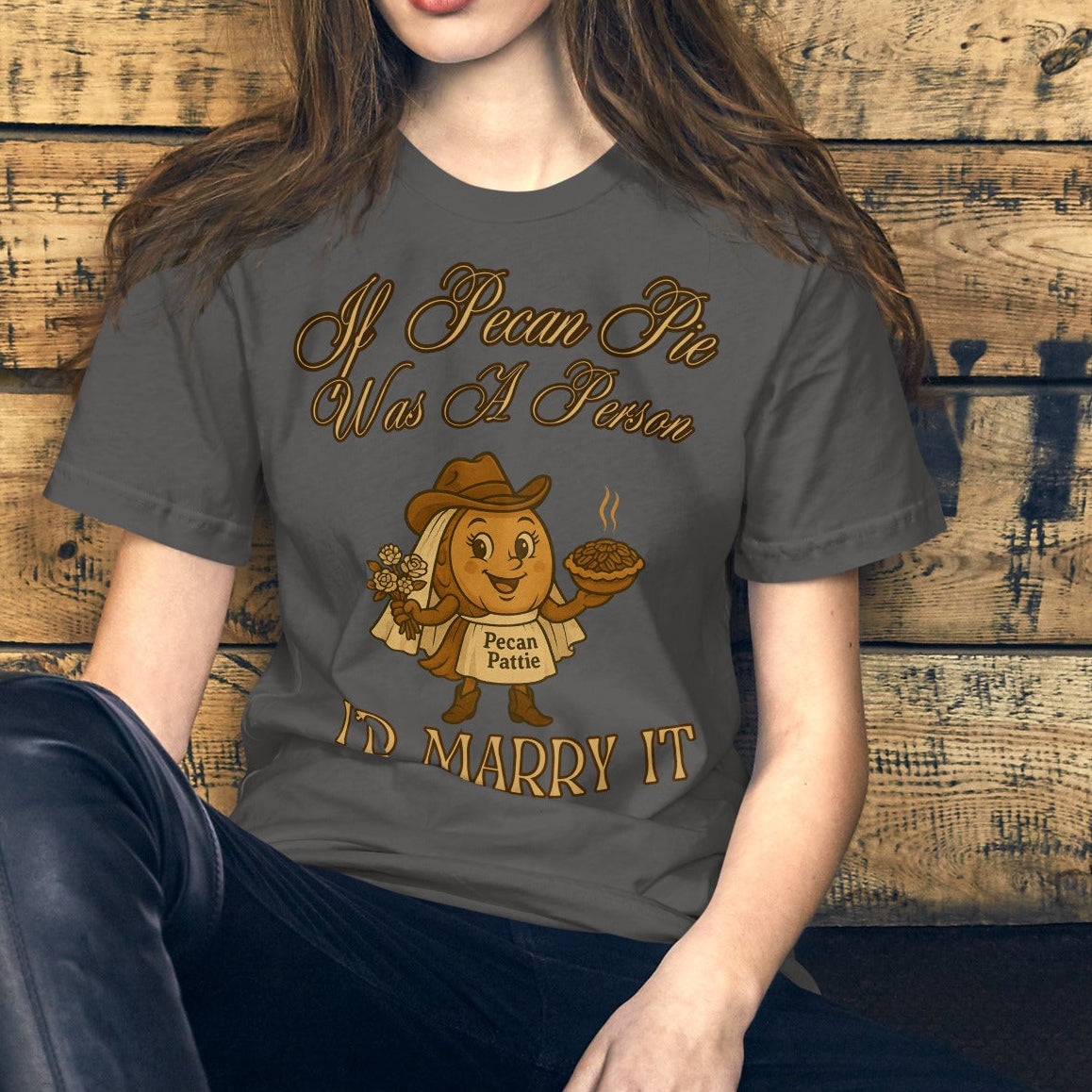 pecan pattie, nuttymerch, funny tee, wedding humor, southern shirt, pecan pie tee, thanksgiving, bakery humor, country style, bella canvas, nostalgic tee, food lover gift, bride shirt