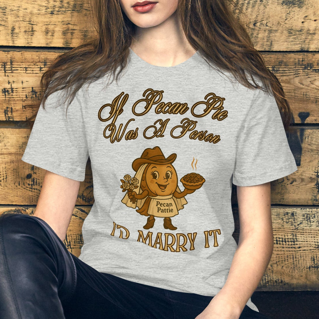 pecan pattie, nuttymerch, funny tee, wedding humor, southern shirt, pecan pie tee, thanksgiving, bakery humor, country style, bella canvas, nostalgic tee, food lover gift, bride shirt