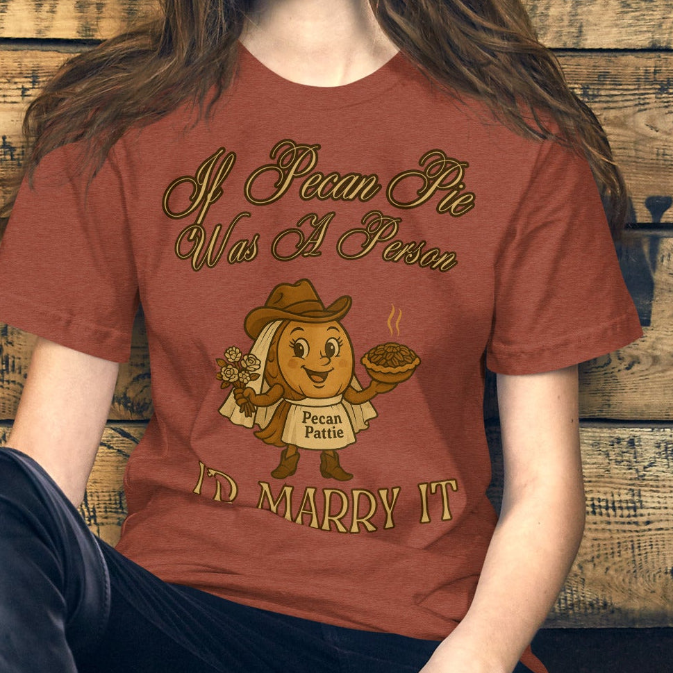 pecan pattie, nuttymerch, funny tee, wedding humor, southern shirt, pecan pie tee, thanksgiving, bakery humor, country style, bella canvas, nostalgic tee, food lover gift, bride shirt
